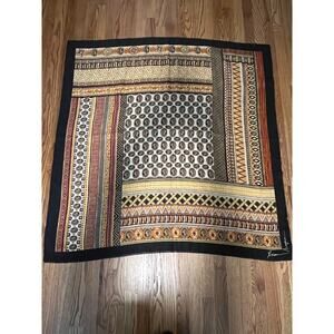 Coreen Simpson EUC Black Cameo African Inspired Shawl Scarf 46" x 46"